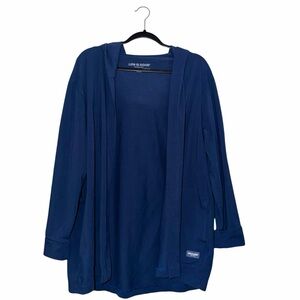 Life is Good Navy Open Front Hooded Cardigan Size Large